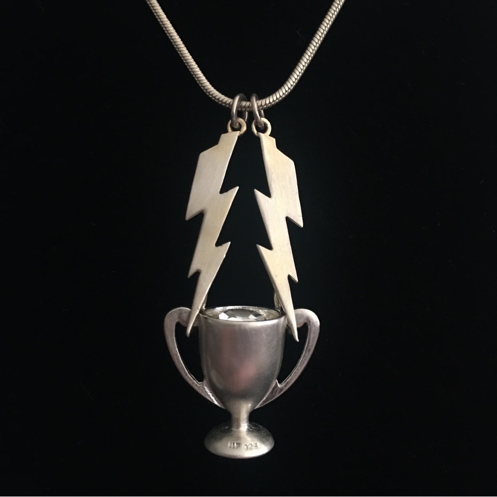 Sterling Lightening Bolt & Trophy Necklace